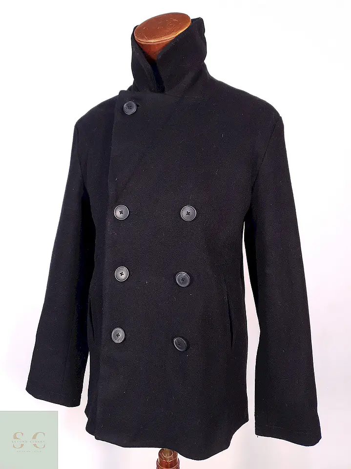 Abrigo Marinero Old Navy Negro Mezcla Lana Talla M 6