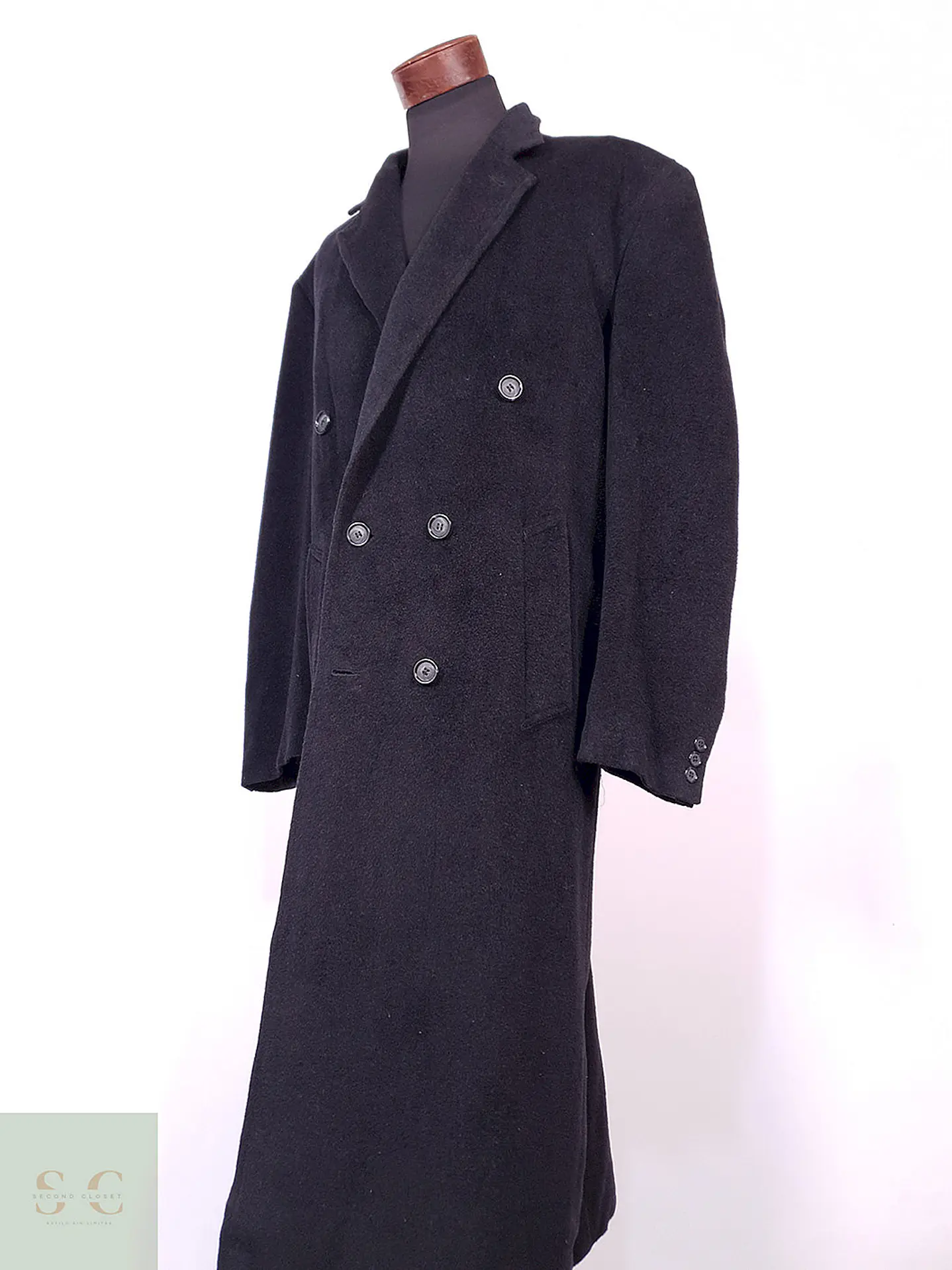Abrigo Gianfranco Ruffini Largo Plomo Cashmere Lana Talla XL 7