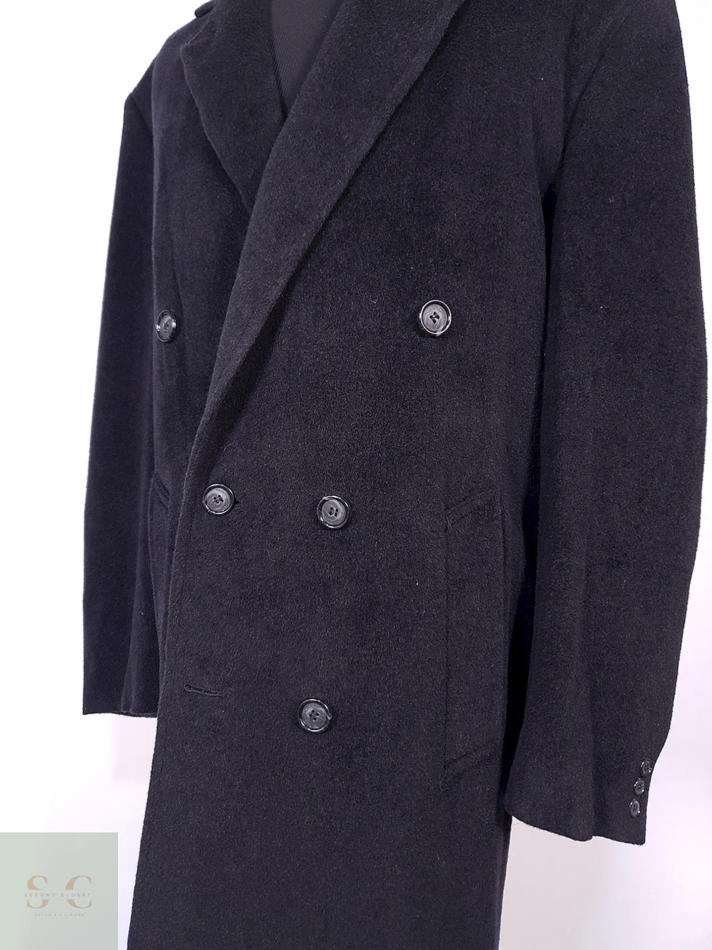 Abrigo Gianfranco Ruffini Largo Plomo Cashmere Lana Talla XL 8
