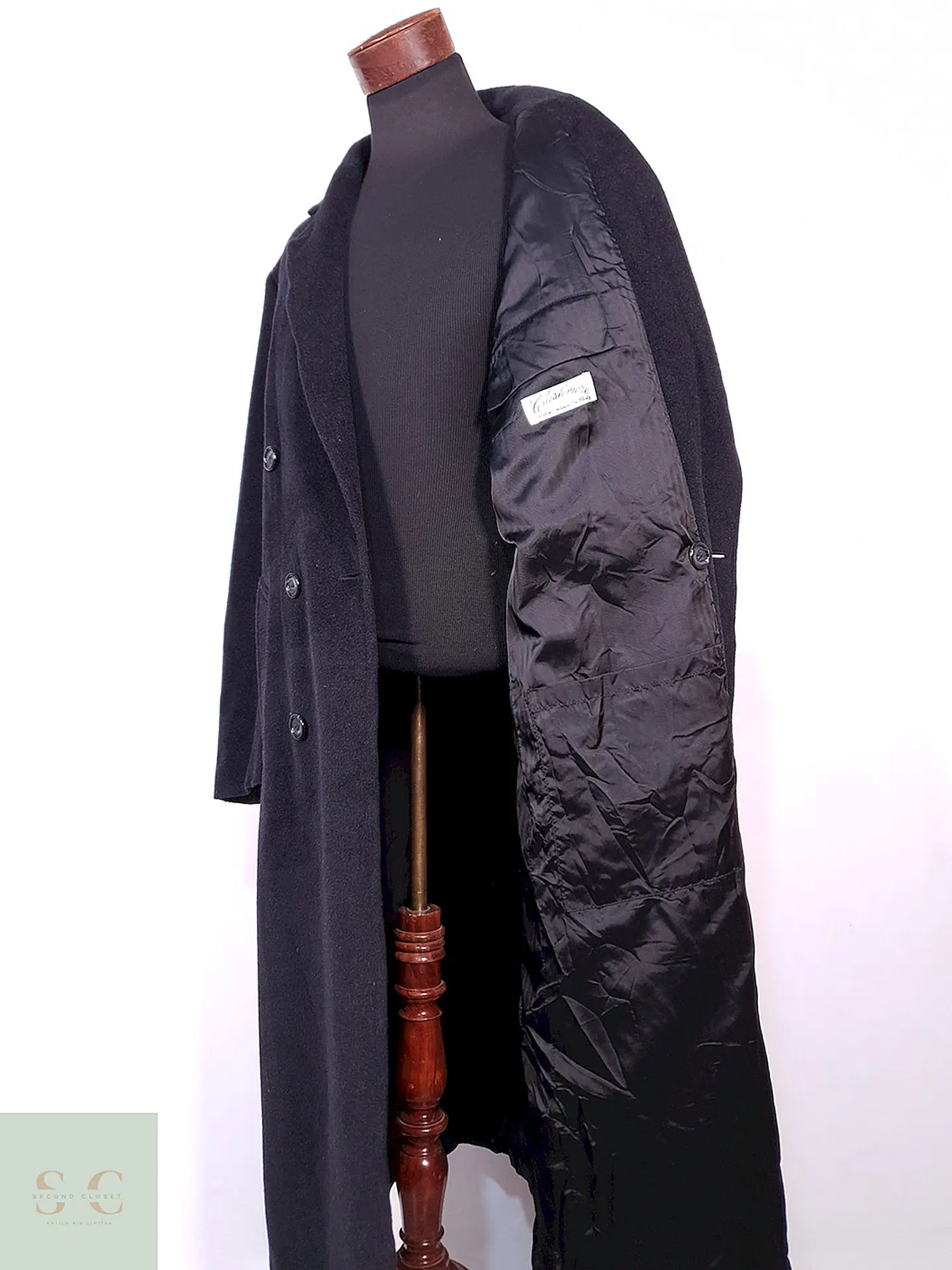 Abrigo Gianfranco Ruffini Largo Plomo Cashmere Lana Talla XL 12