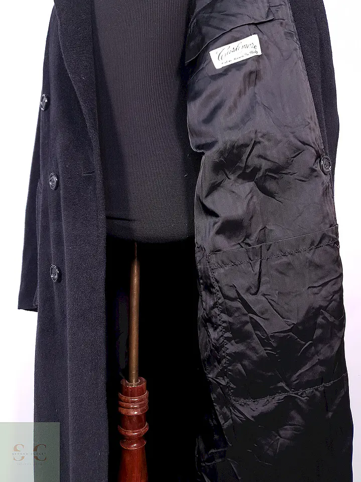 Abrigo Gianfranco Ruffini Largo Plomo Cashmere Lana Talla XL 13