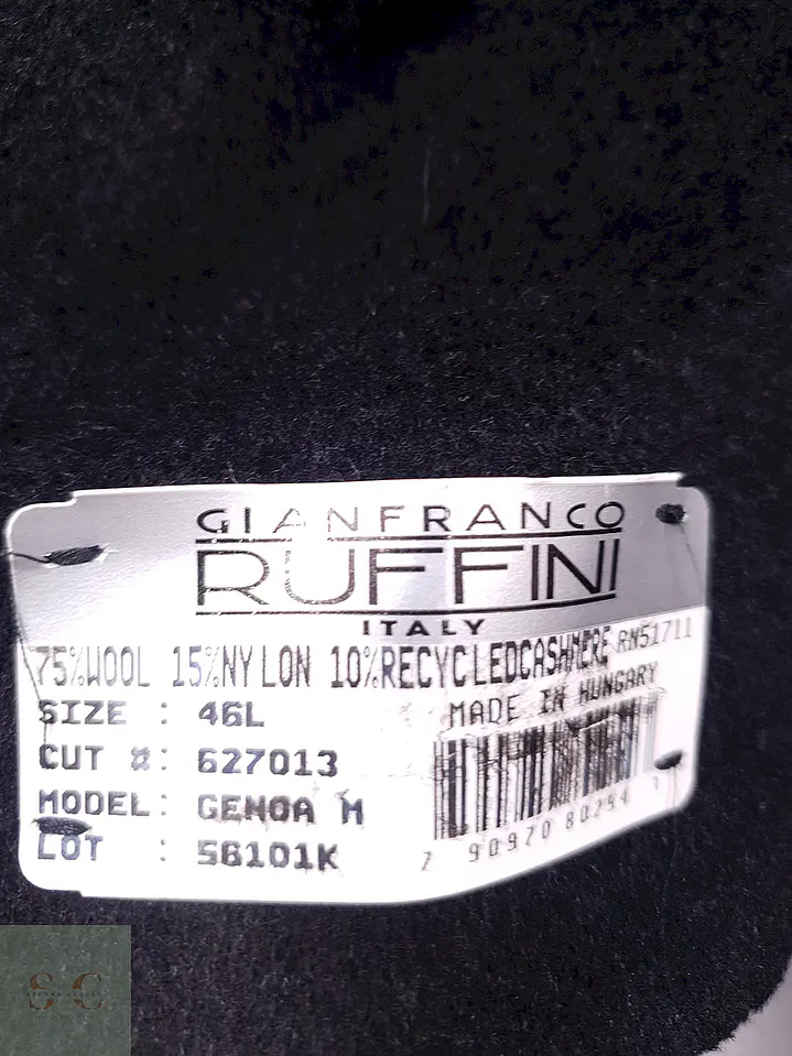 Abrigo Gianfranco Ruffini Largo Plomo Cashmere Lana Talla XL 16