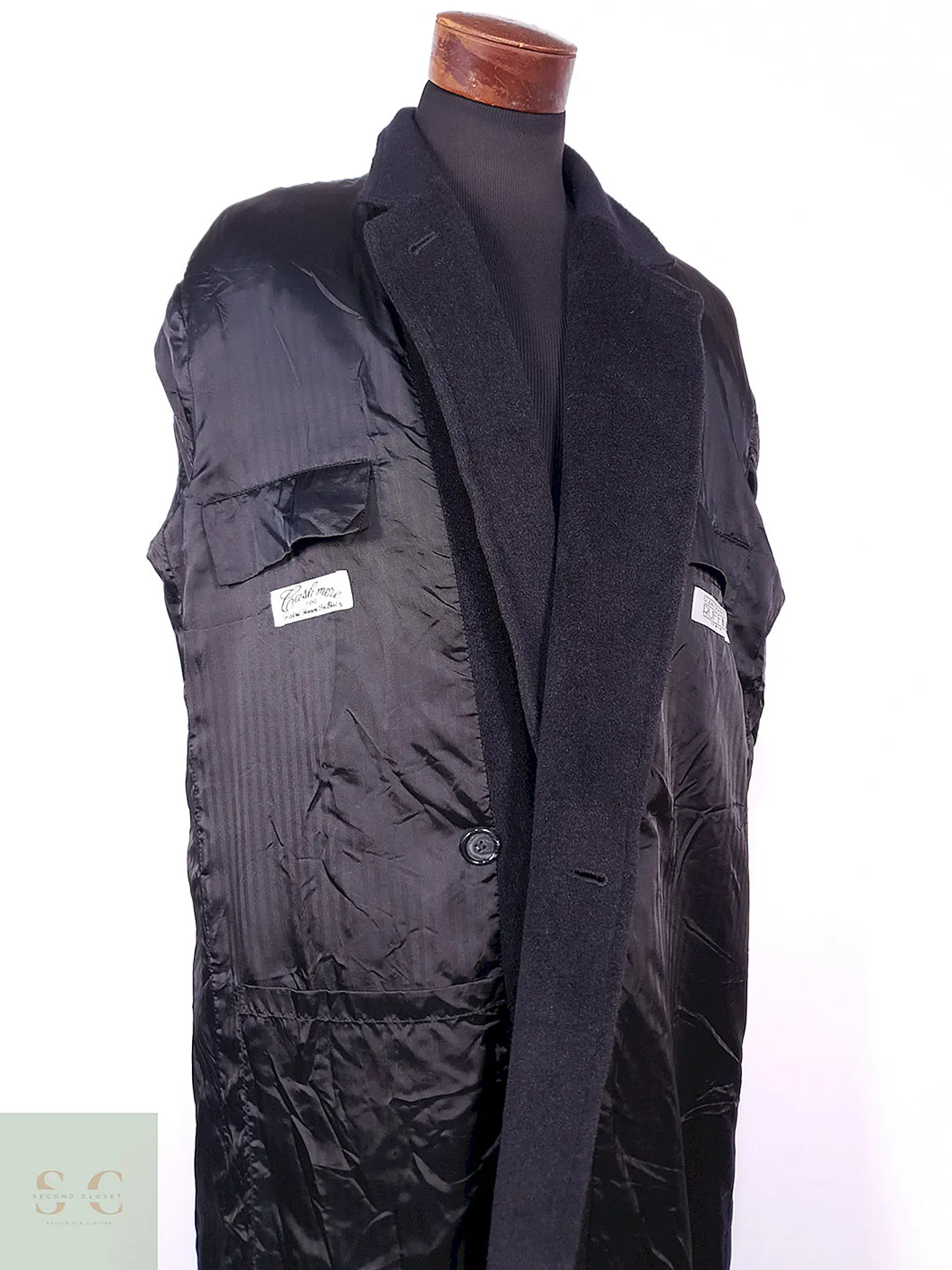 Abrigo Gianfranco Ruffini Largo Plomo Cashmere Lana Talla XL 21