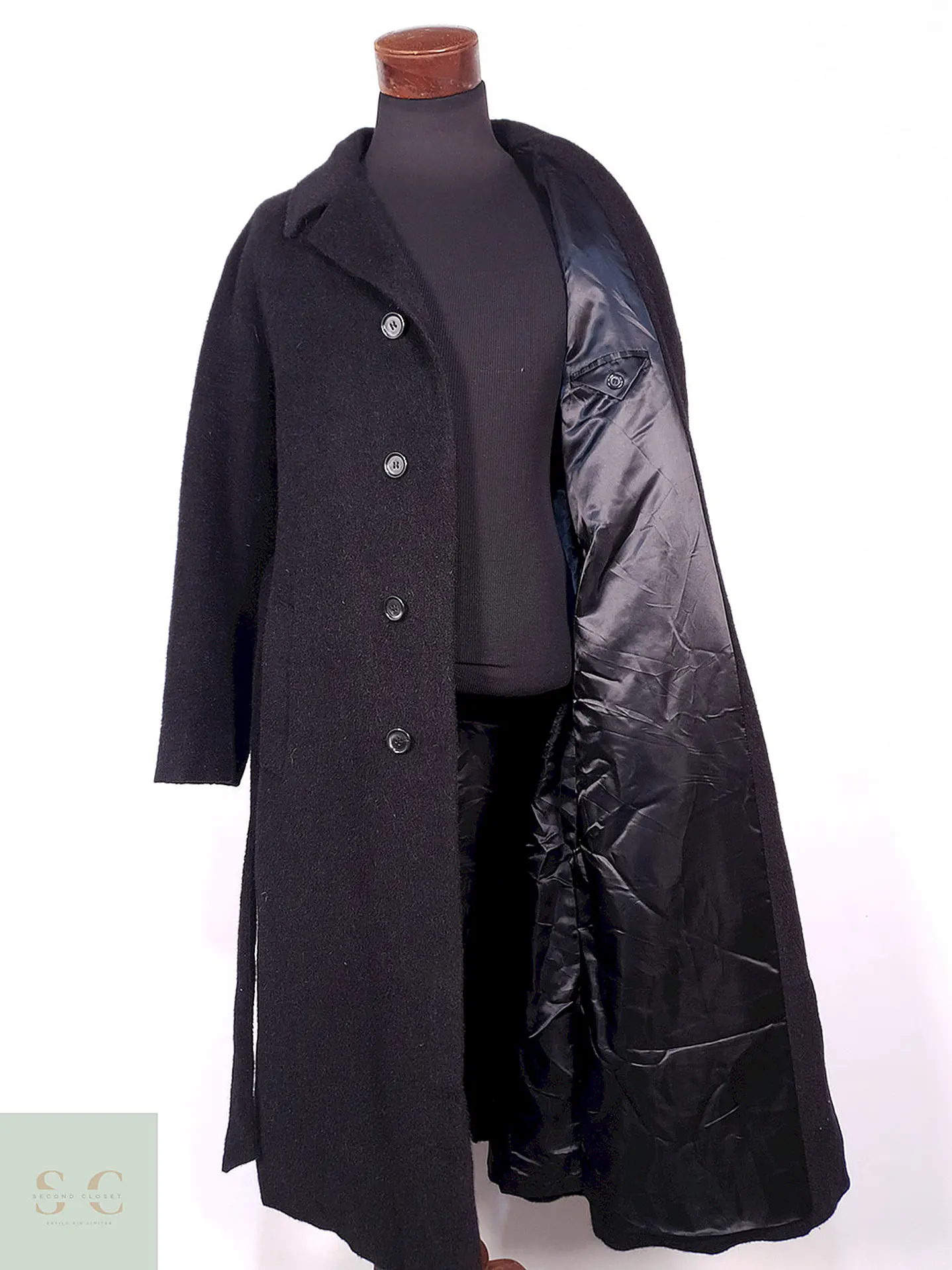 Abrigo Benard Holtzman Largo Plomo Lana Alpaca Talla L 12
