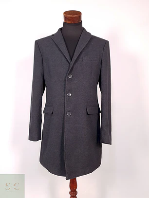 Abrigo Rissikio Plomo 50% Lana Italiano Talla M