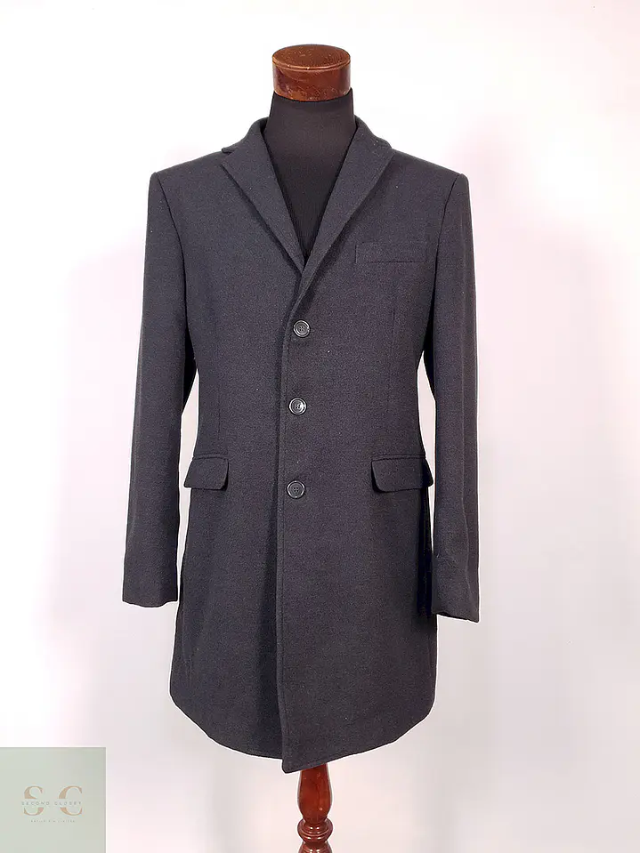 Abrigo Rissikio Plomo 50% Lana Italiano Talla M 1
