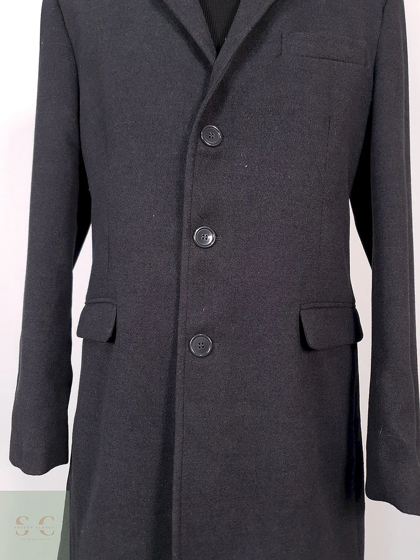Abrigo Rissikio Plomo 50% Lana Italiano Talla M 3