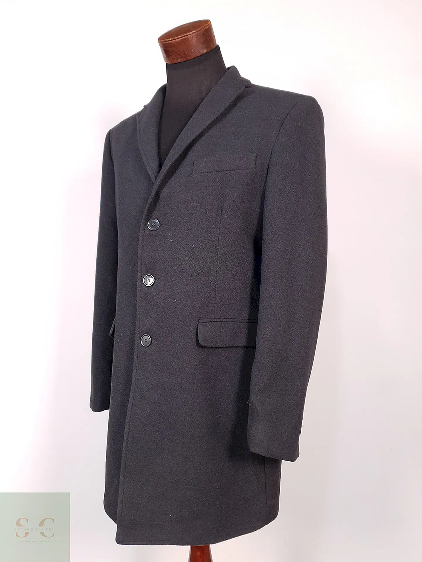 Abrigo Rissikio Plomo 50% Lana Italiano Talla M 6