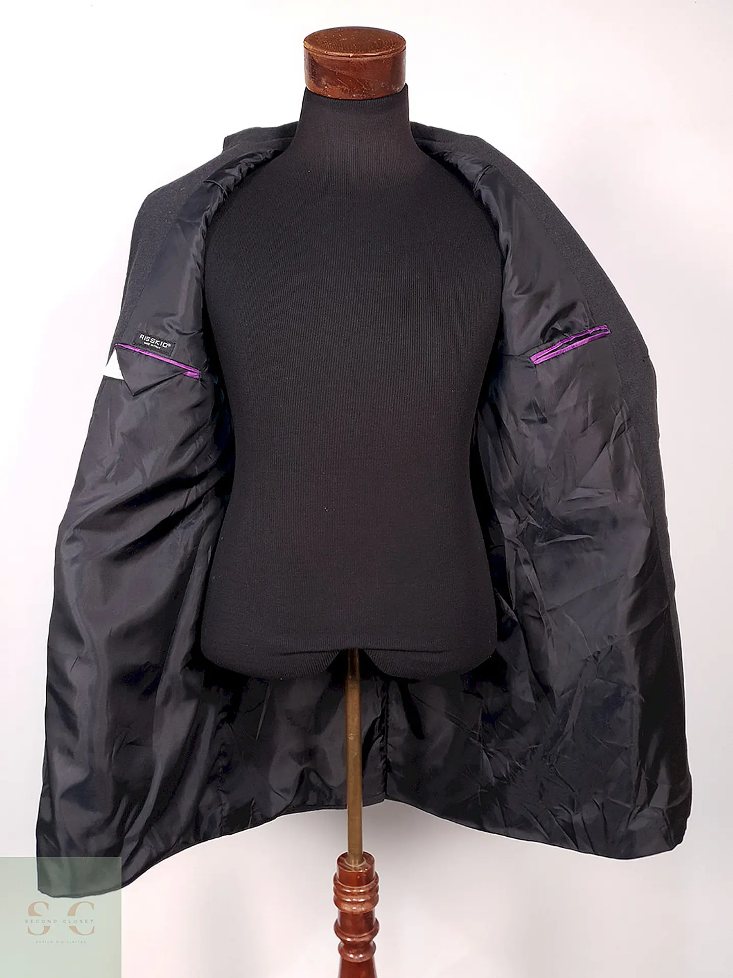 Abrigo Rissikio Plomo 50% Lana Italiano Talla M 9
