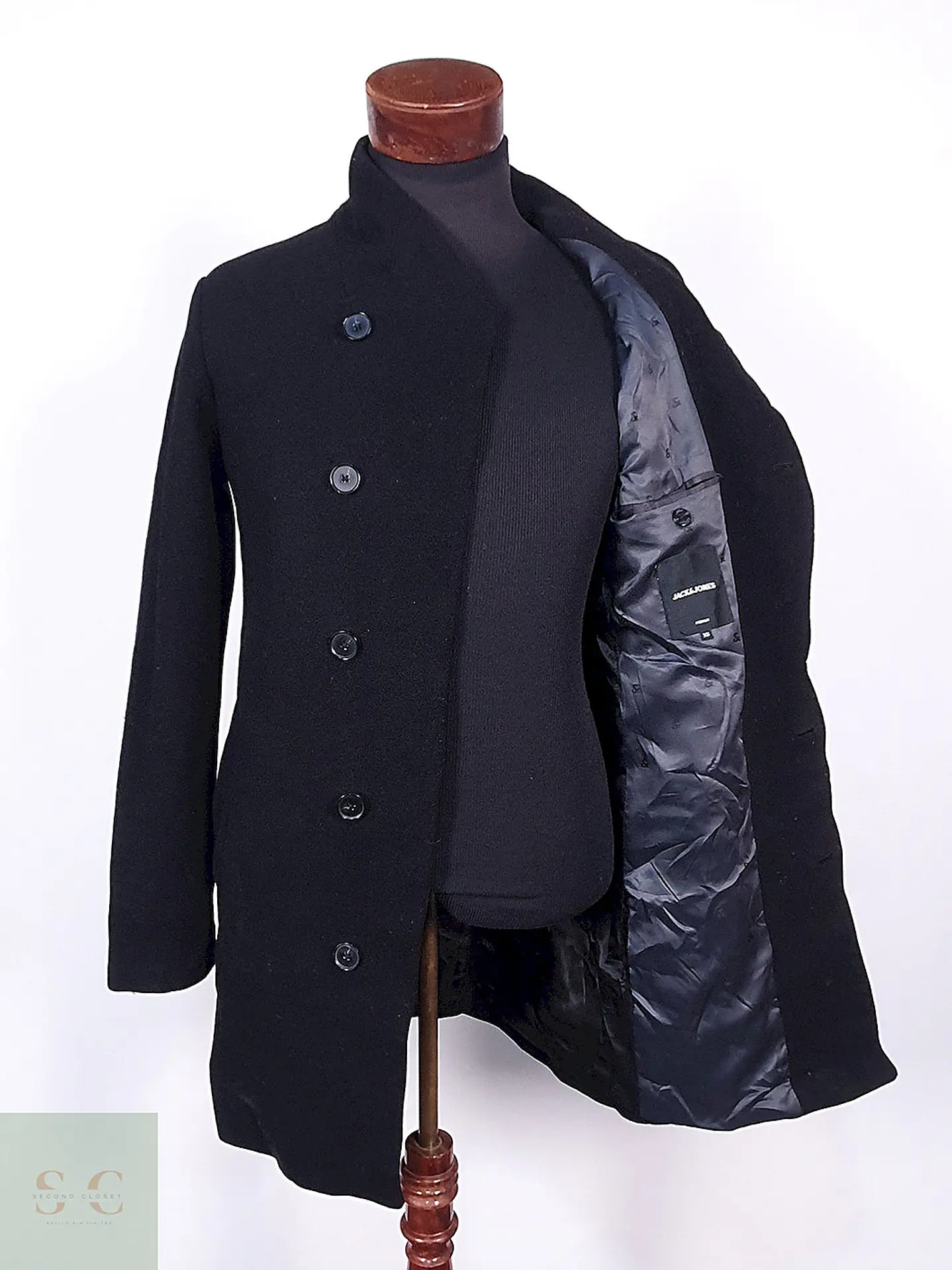 Abrigo Jack & Jones Negro 50% Lana Talla XS-S 13