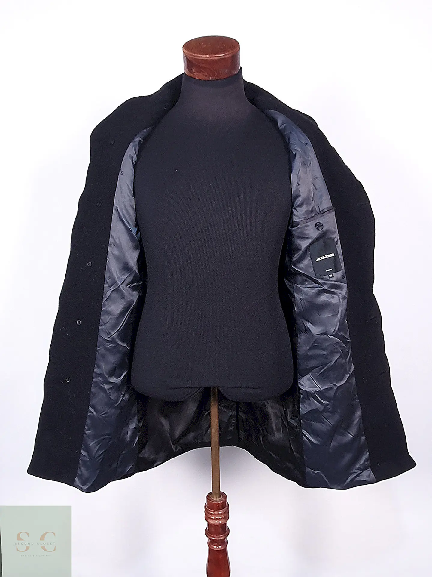 Abrigo Jack & Jones Negro 50% Lana Talla XS-S 14
