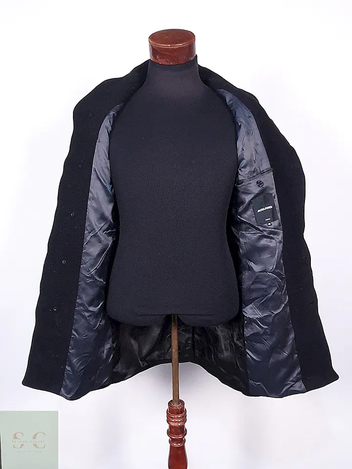 Abrigo Jack & Jones Negro 50% Lana Talla XS-S 14