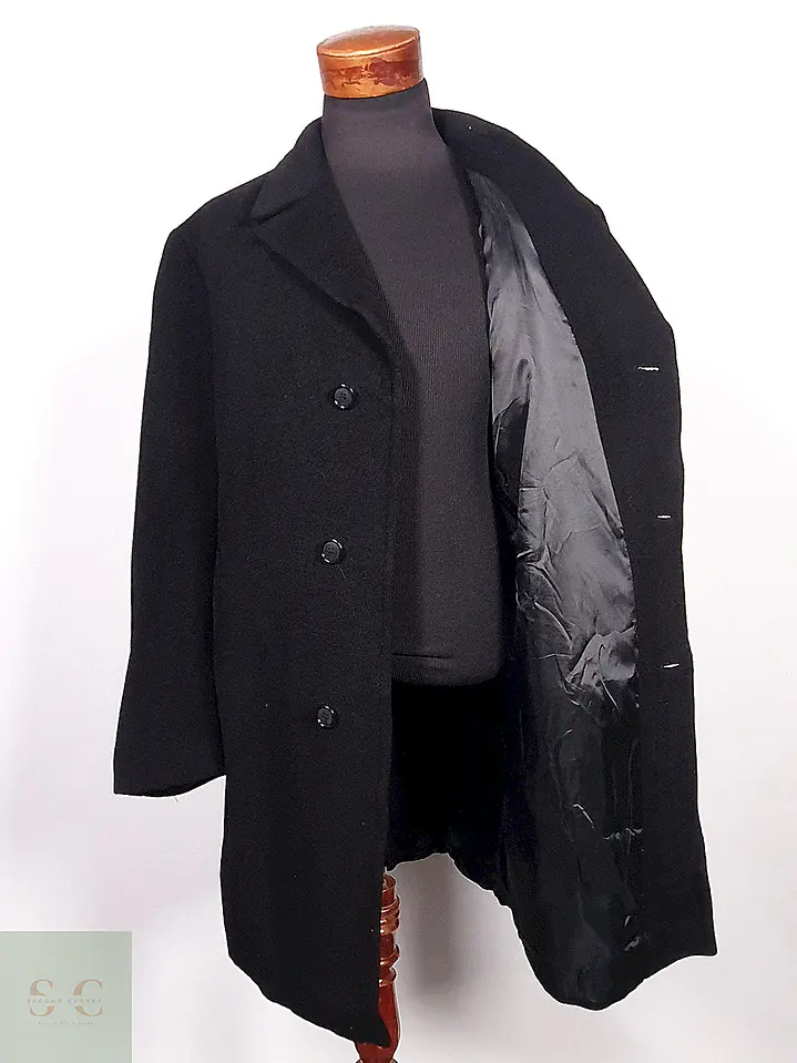 Abrigo Ralph Lauren Negro Lana Cashmere Talla XL 9