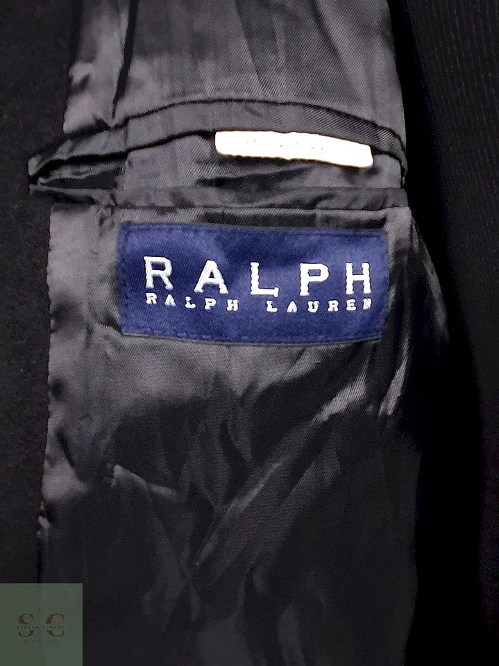 Abrigo Ralph Lauren Negro Lana Cashmere Talla XL 10