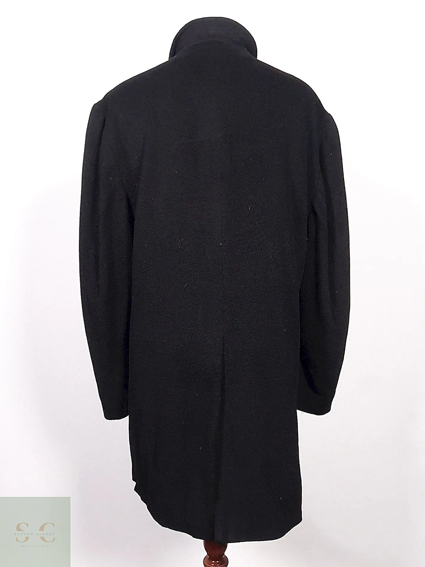 Abrigo Ralph Lauren Negro Lana Cashmere Talla XL 14