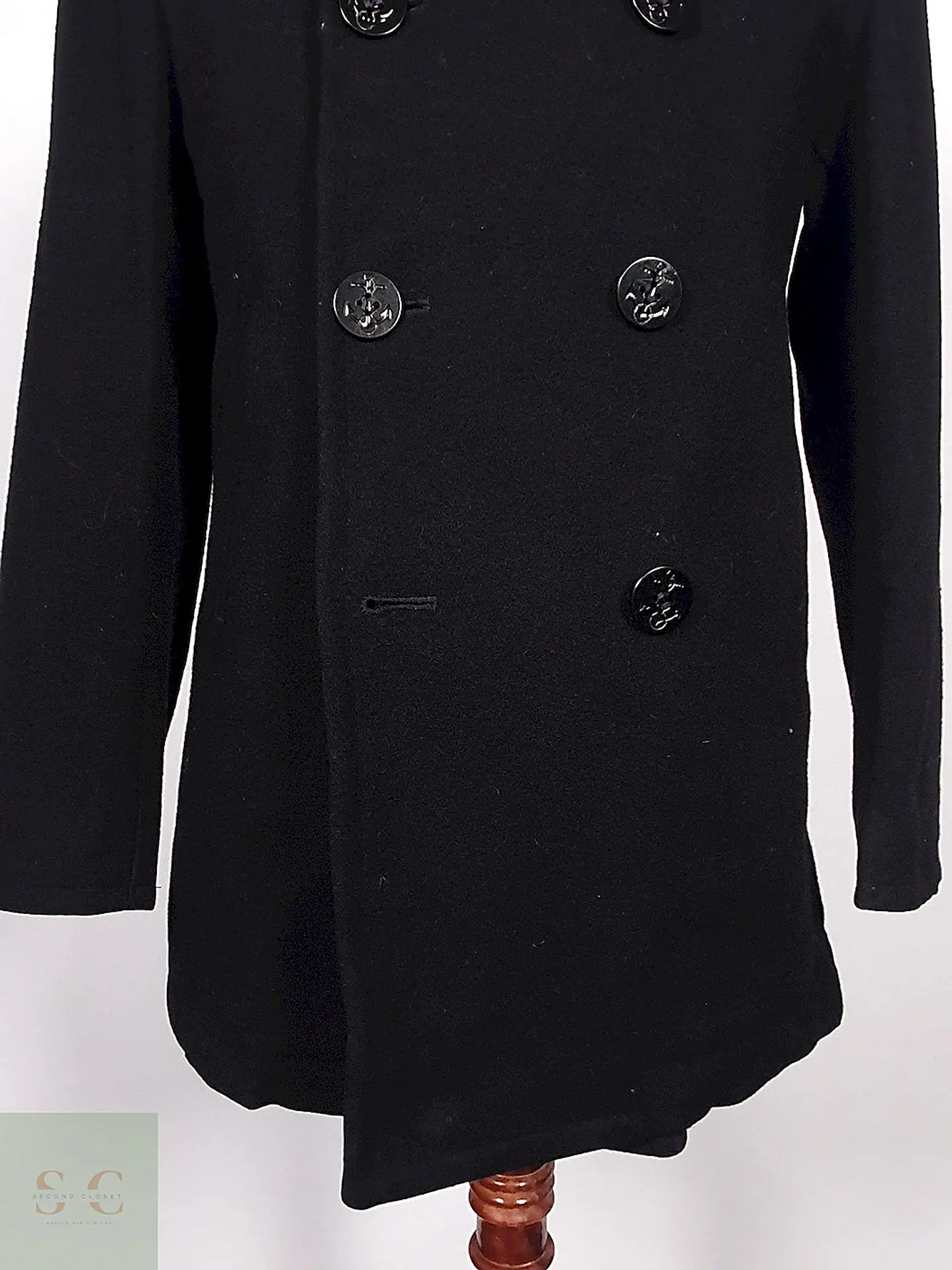 Abrigo Marinero Cavalier Clothes Negro 100% Lana Talla M 4