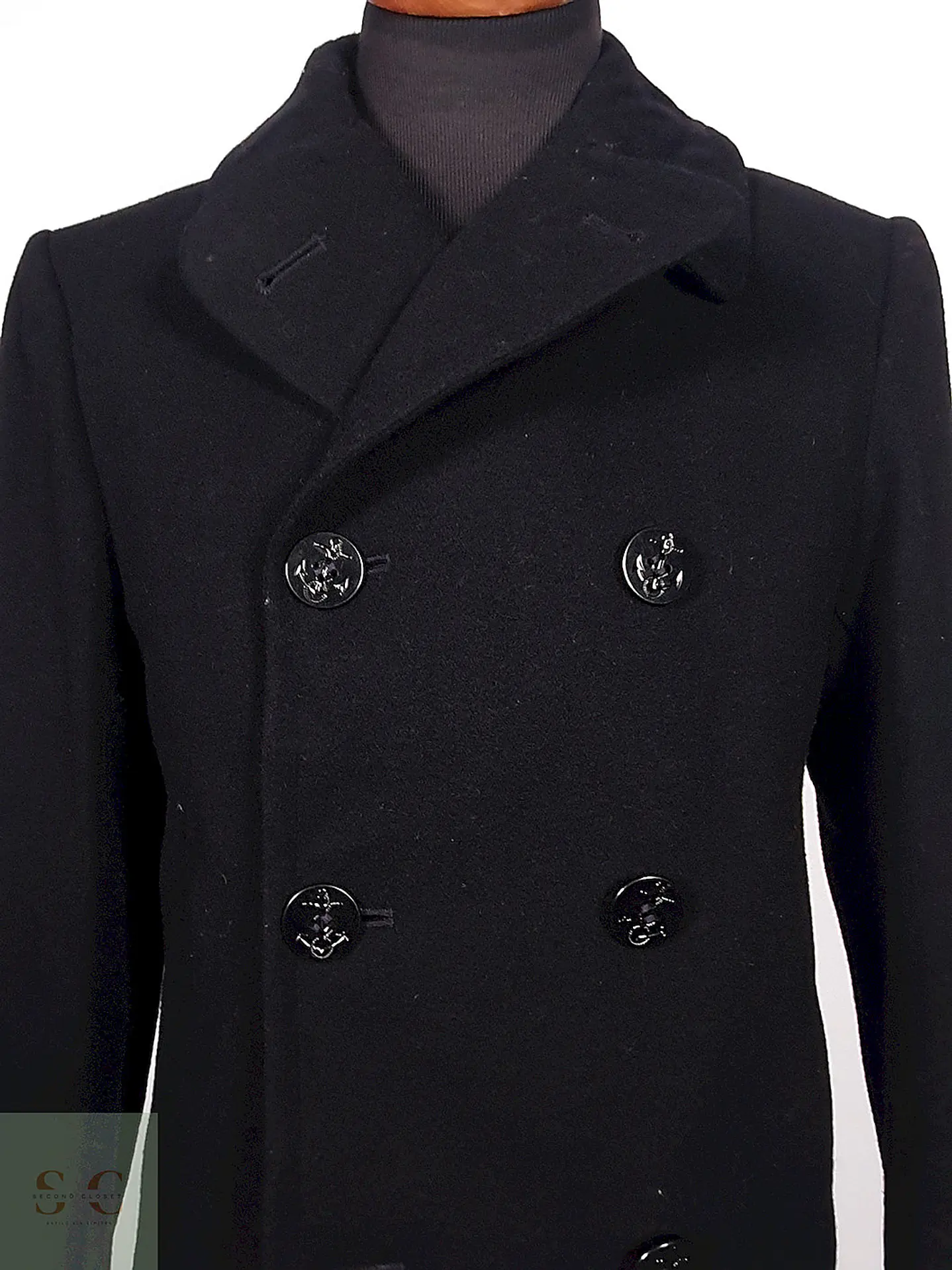 Abrigo Marinero Cavalier Clothes Negro 100% Lana Talla M 5