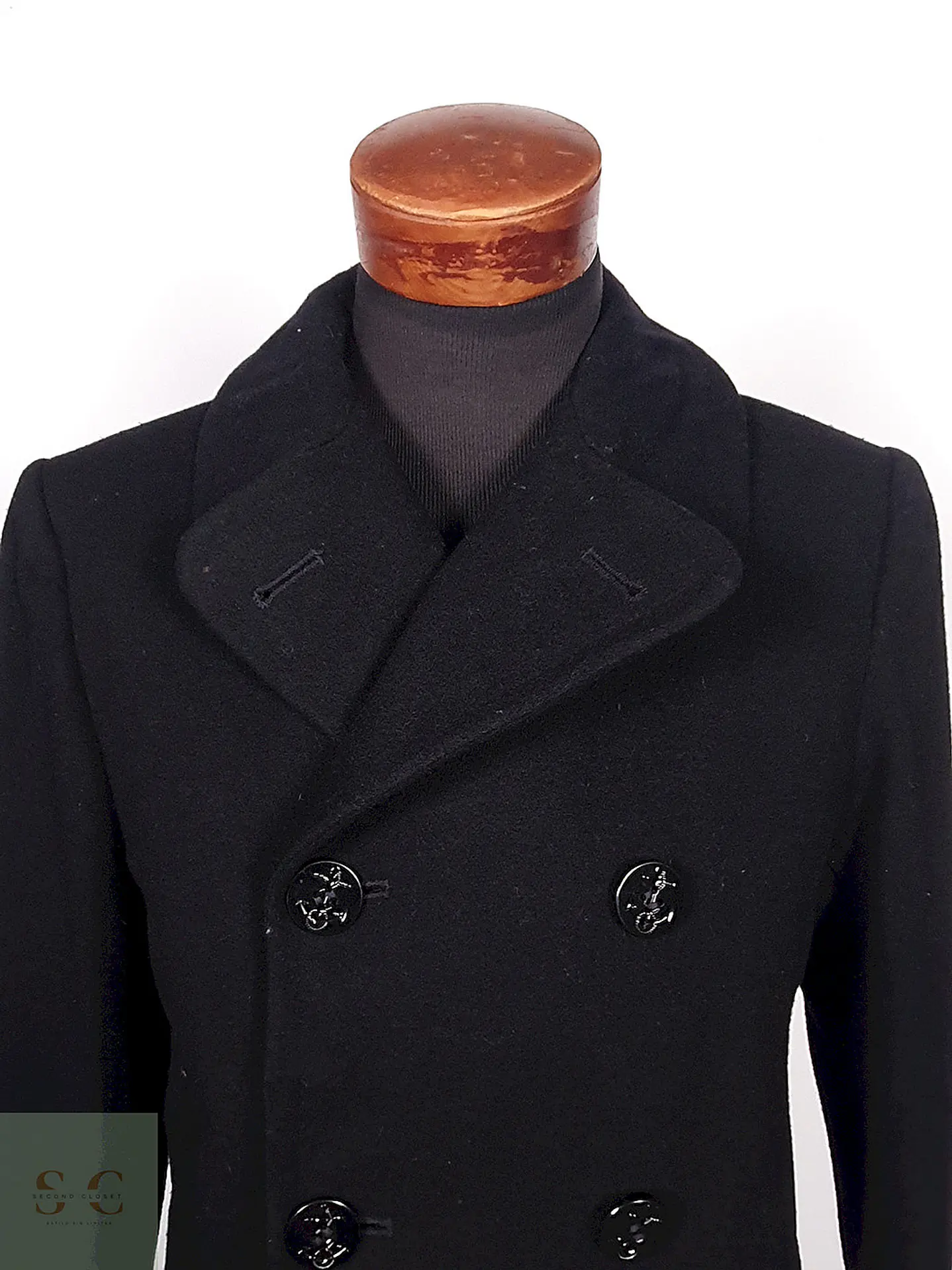 Abrigo Marinero Cavalier Clothes Negro 100% Lana Talla M 6