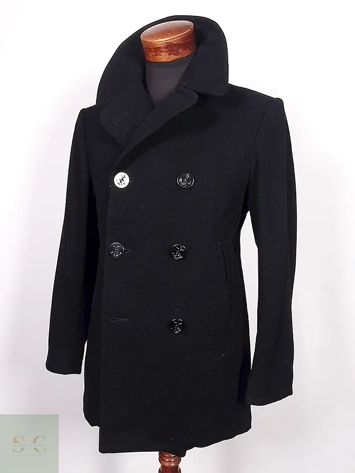 Abrigo Marinero Cavalier Clothes Negro 100% Lana Talla M 8