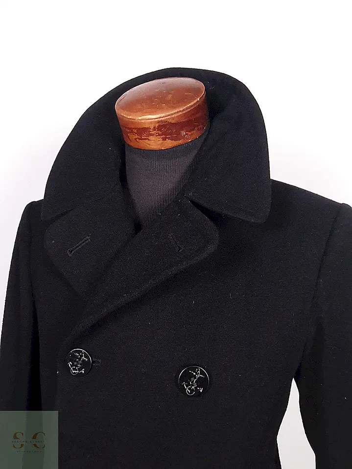 Abrigo Marinero Cavalier Clothes Negro 100% Lana Talla M 9