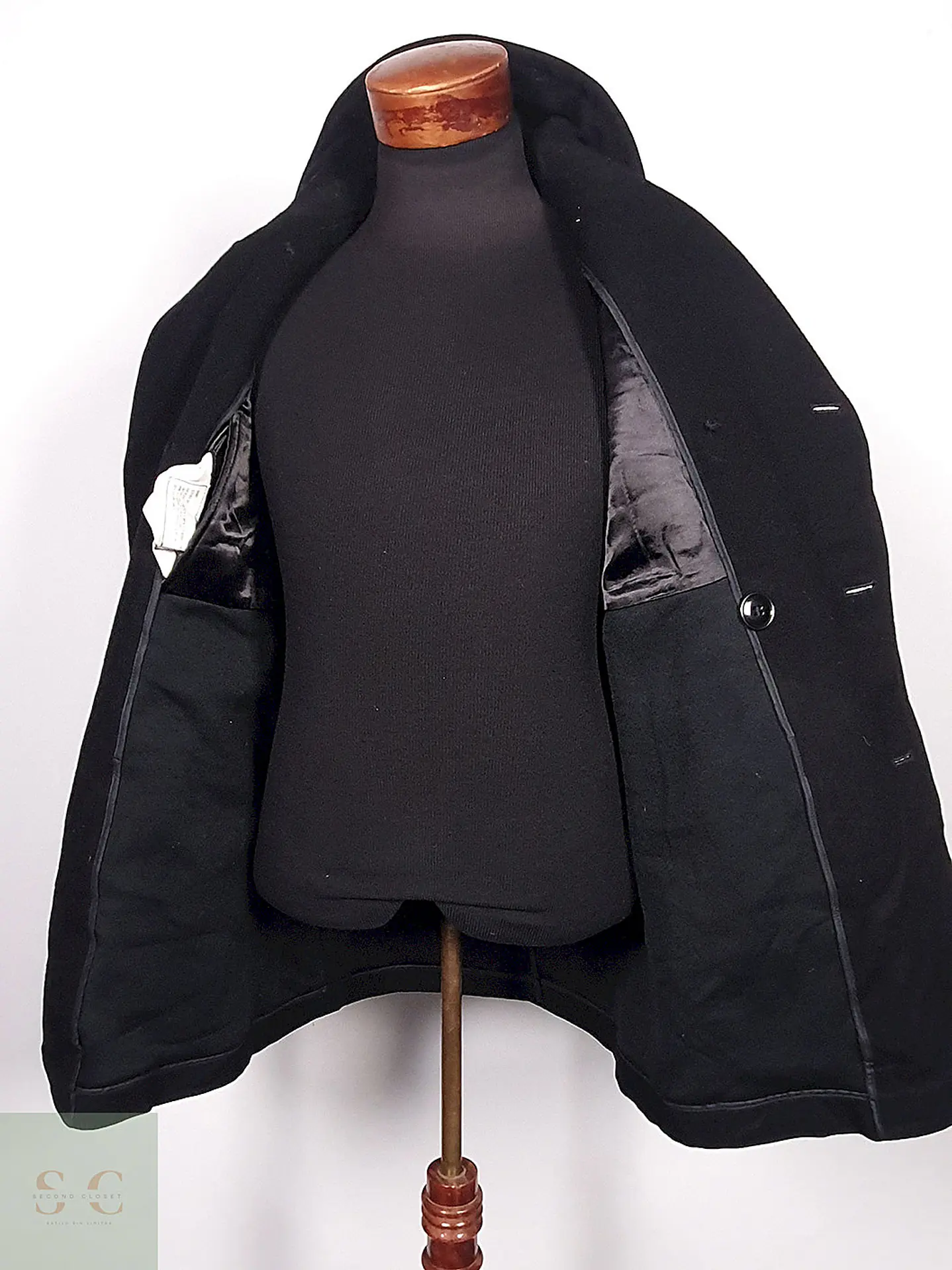 Abrigo Marinero Cavalier Clothes Negro 100% Lana Talla M 12