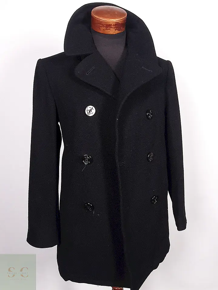Abrigo Marinero Cavalier Clothes Negro 100% Lana Talla M 14