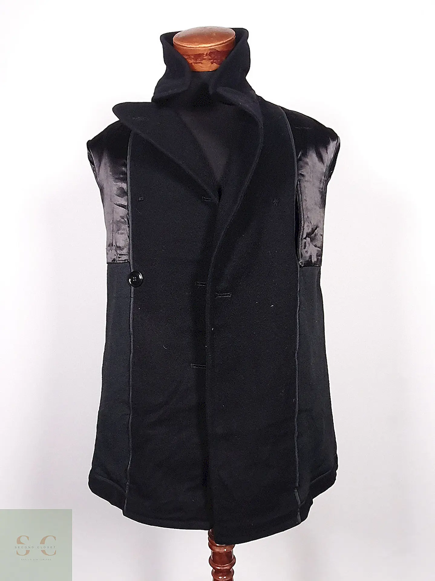 Abrigo Marinero Cavalier Clothes Negro 100% Lana Talla M 17