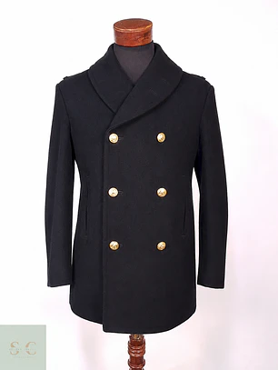 Abrigo Marinero Naval Academy Negro 100% Lana Talla ML