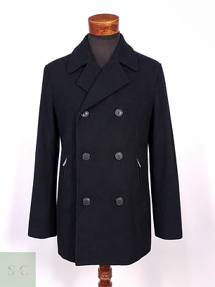 Abrigo Marinero Calvin Klein Negro 100% Lana Talla SM