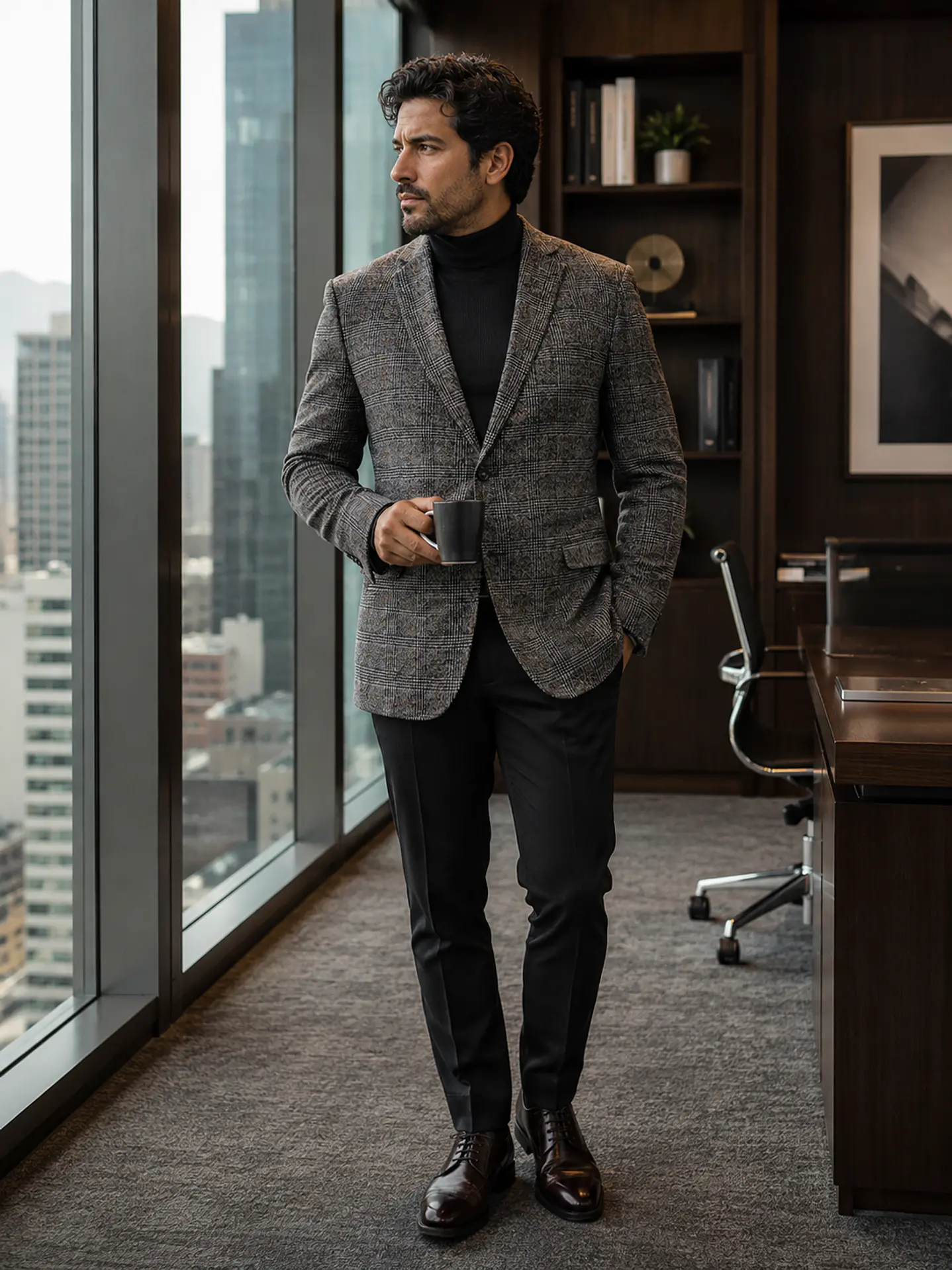 Blazer Carl Gross Príncipe de Gales Plomo Lana - Talla XL 3