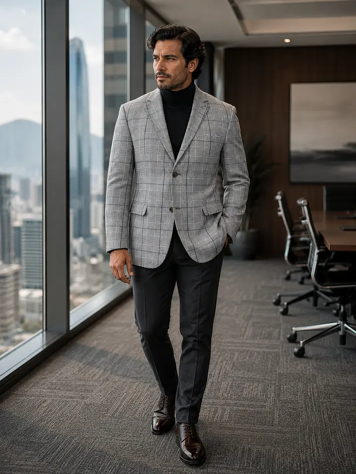 Blazer Next Plomo Príncipe de Gales Lana y Viscosa - Talla M 3