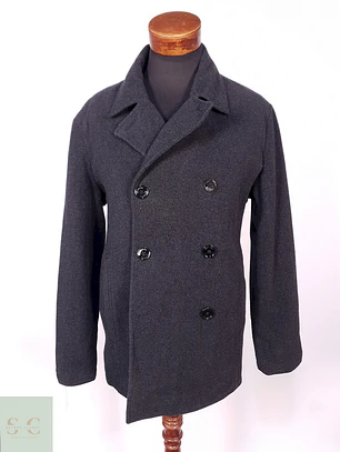 Abrigo Marinero Kenneth Cole Plomo Lana Talla L