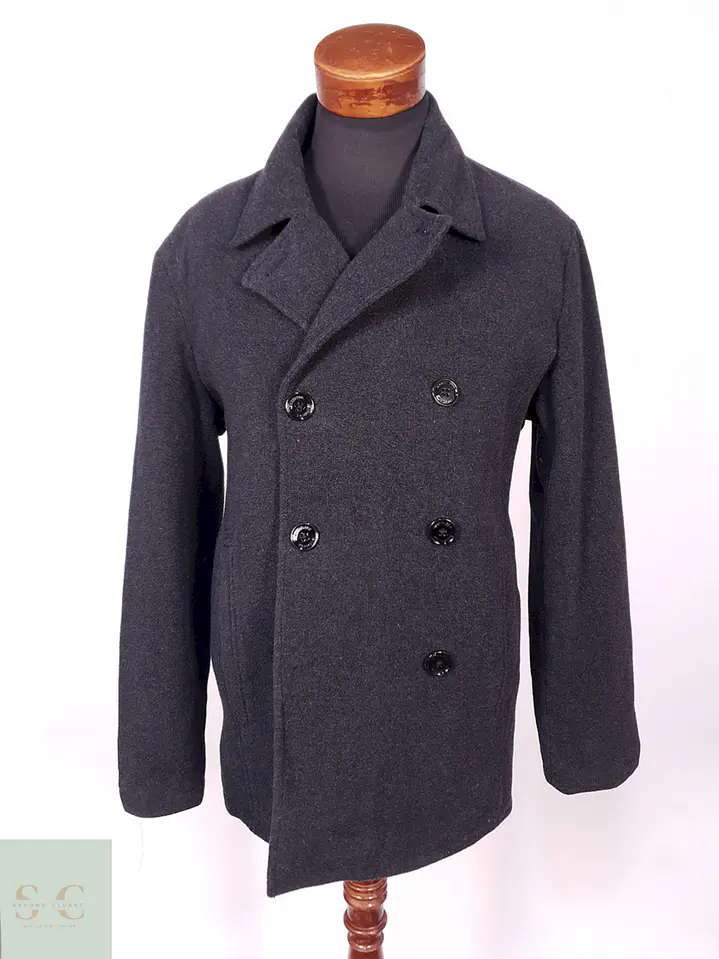 Abrigo Marinero Kenneth Cole Plomo 75% Lana Talla L 1