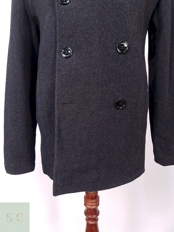 Abrigo Marinero Kenneth Cole Plomo 75% Lana Talla L 3