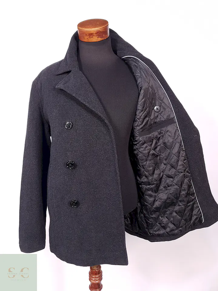 Abrigo Marinero Kenneth Cole Plomo 75% Lana Talla L 8