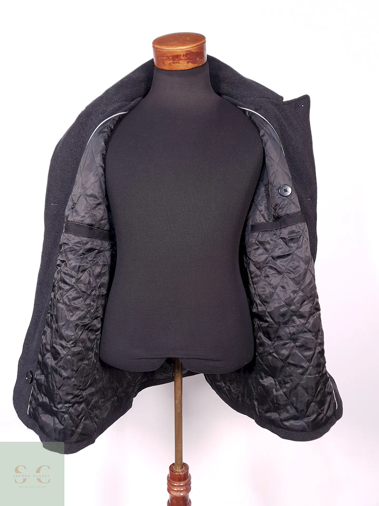 Abrigo Marinero Kenneth Cole Plomo 75% Lana Talla L 10