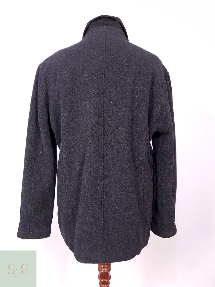 Abrigo Marinero Kenneth Cole Plomo 75% Lana Talla L 11