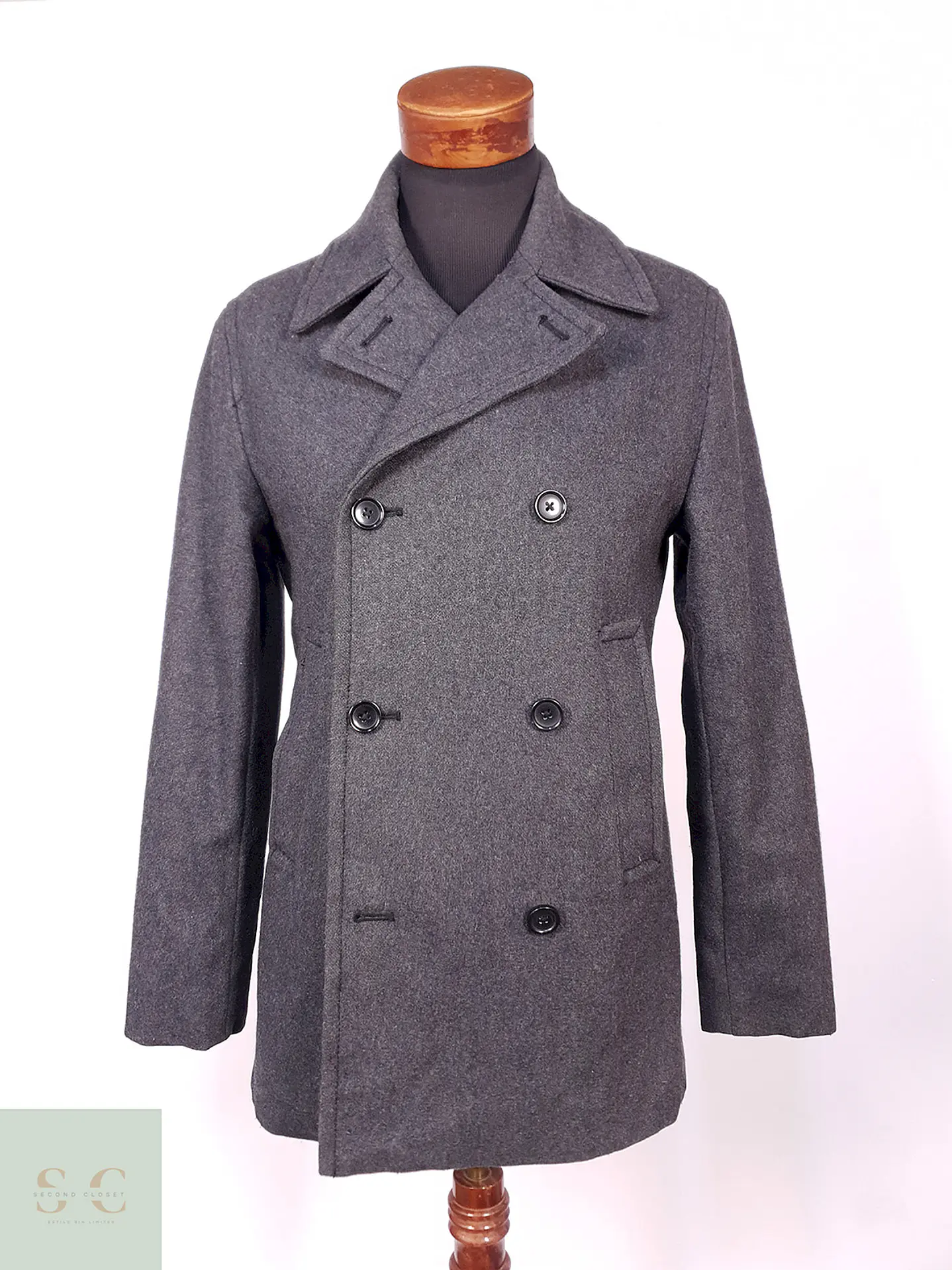 Abrigo Marinero Merona Plomo 65% Lana Talla S 1