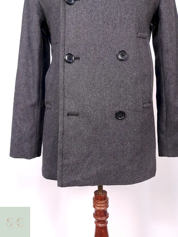 Abrigo Marinero Merona Plomo 65% Lana Talla S 3