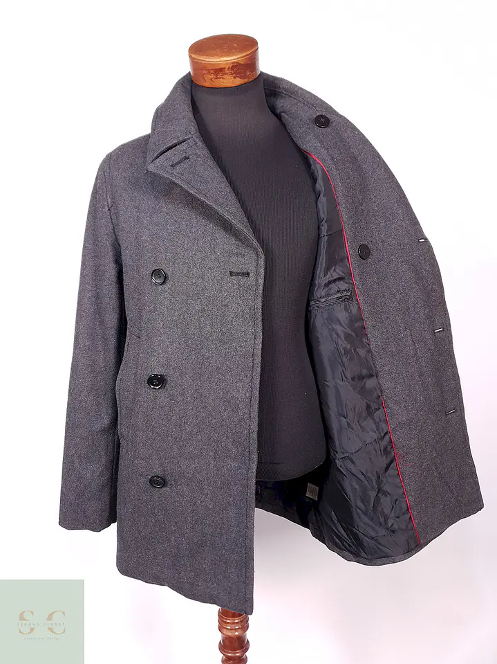 Abrigo Marinero Merona Plomo 65% Lana Talla S 8