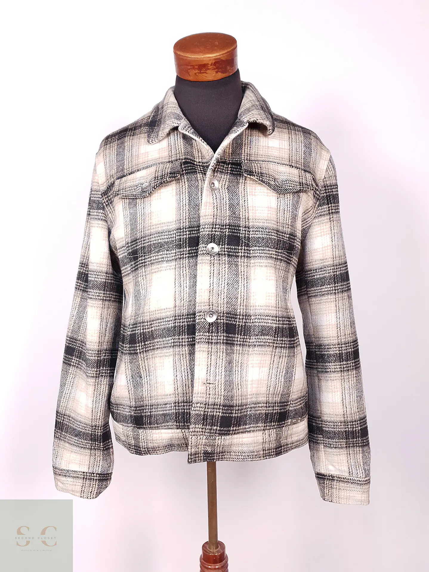 Chaqueta Zara Man Beige Negro Leñadora Talla ML 1