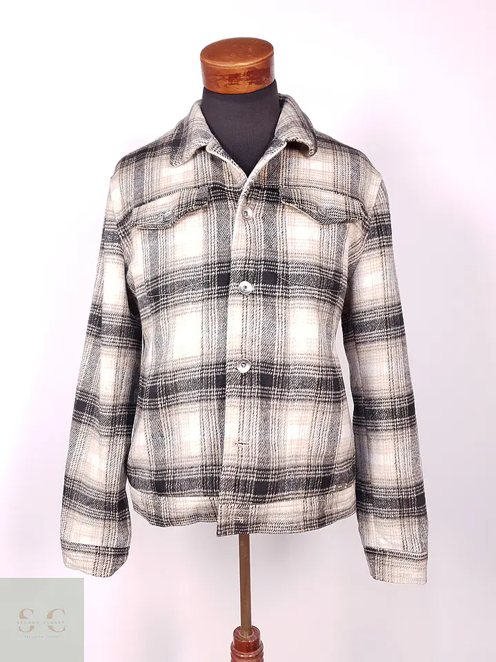 Chaqueta Zara Man Beige Negro Leñadora Talla ML 1