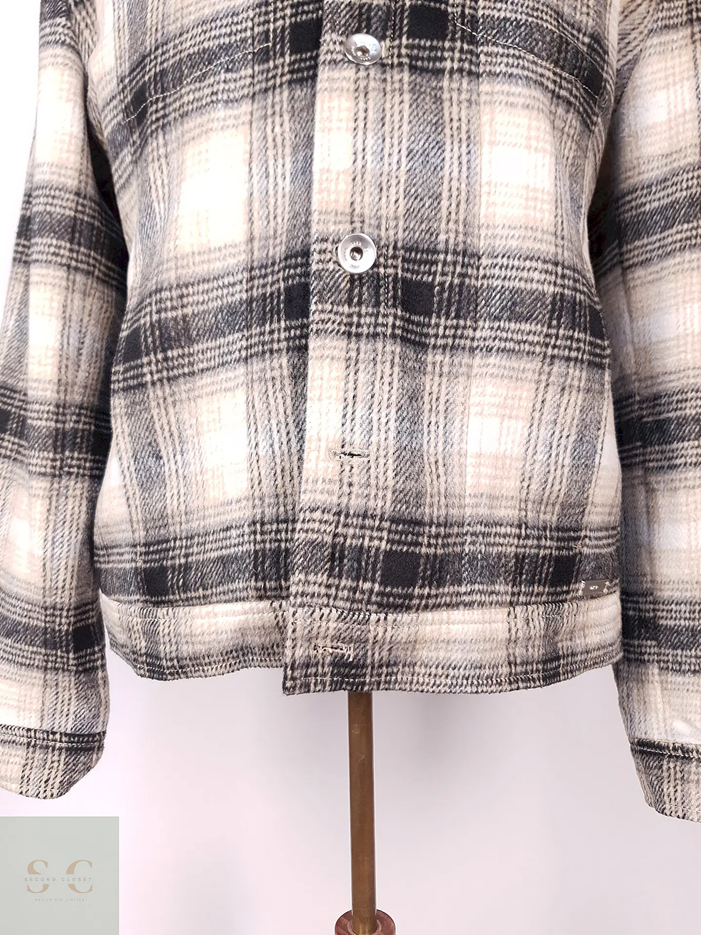 Chaqueta Zara Man Beige Negro Leñadora Talla ML 3