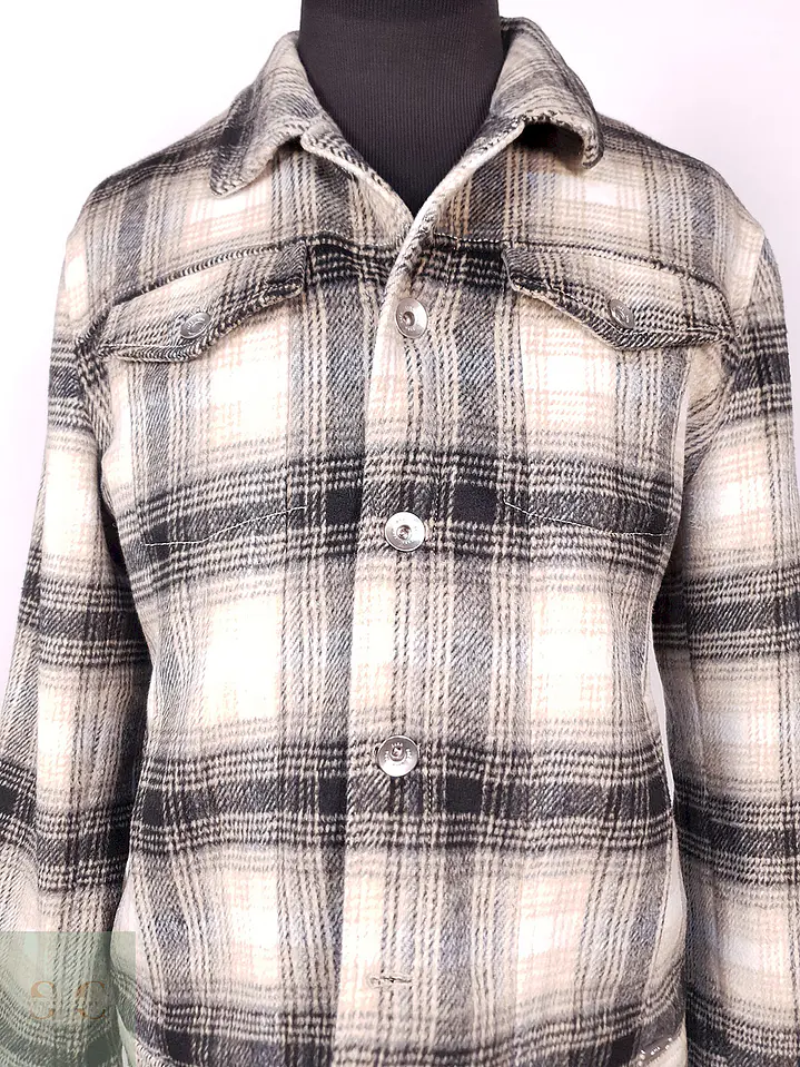 Chaqueta Zara Man Beige Negro Leñadora Talla ML 4