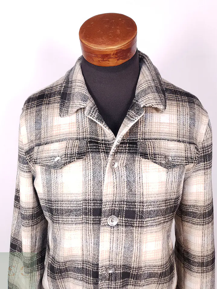Chaqueta Zara Man Beige Negro Leñadora Talla ML 5