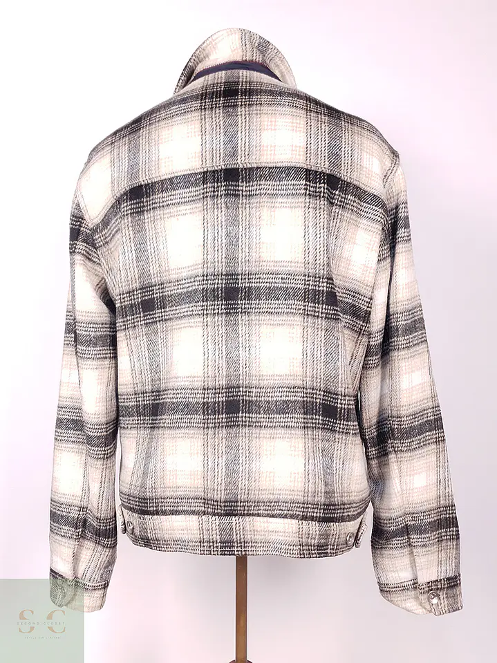 Chaqueta Zara Man Beige Negro Leñadora Talla ML 10