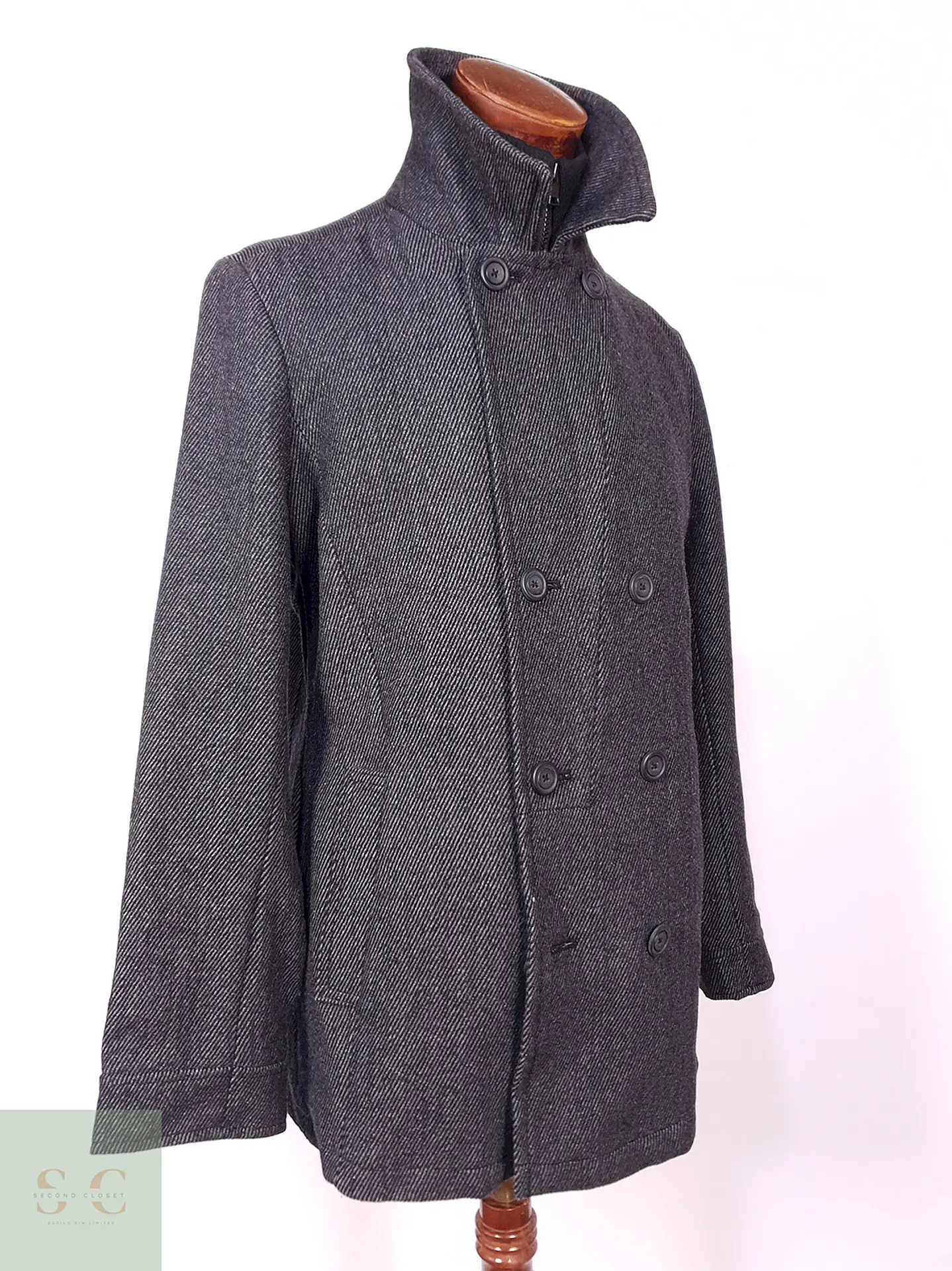 Abrigo Marinero American Rag Plomo 55% Lana Talla M 7