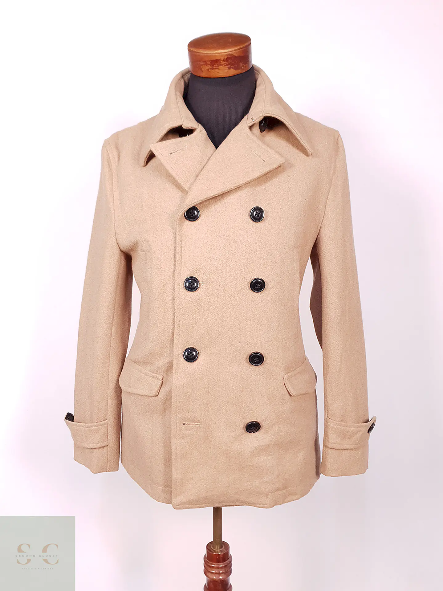 Abrigo Marinero Camel Japonés Imp Mezcla Lana Talla M 1