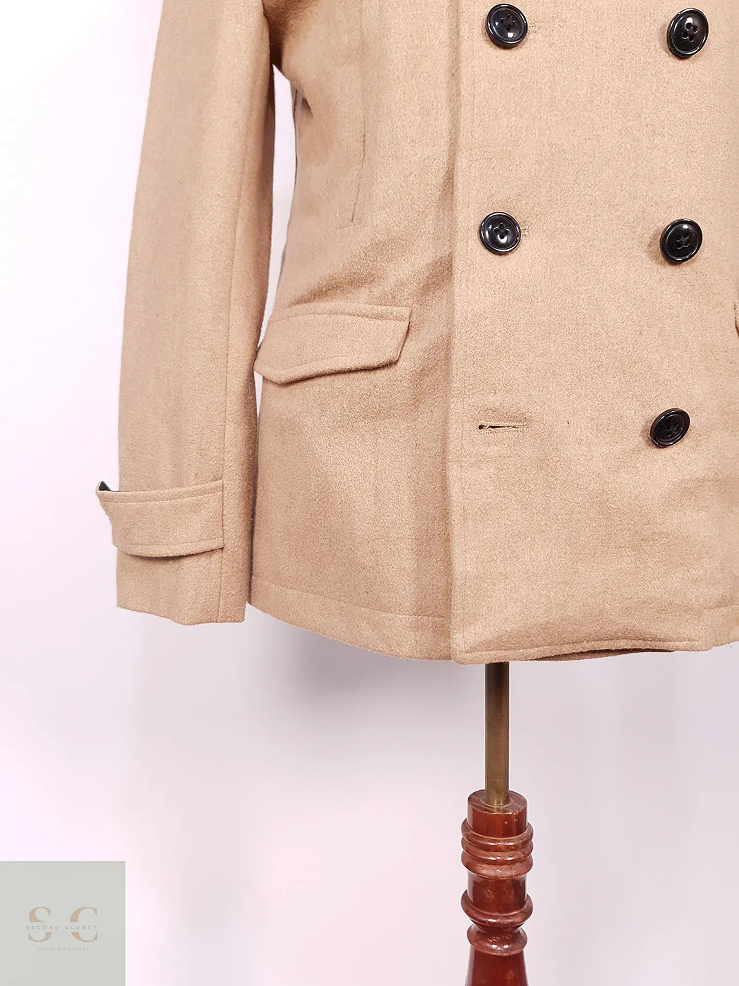 Abrigo Marinero Camel Japonés Imp Mezcla Lana Talla M 2