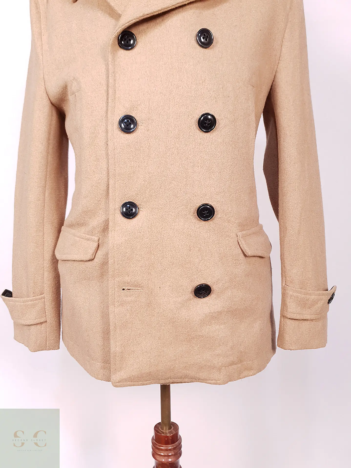 Abrigo Marinero Camel Japonés Imp Mezcla Lana Talla M 3